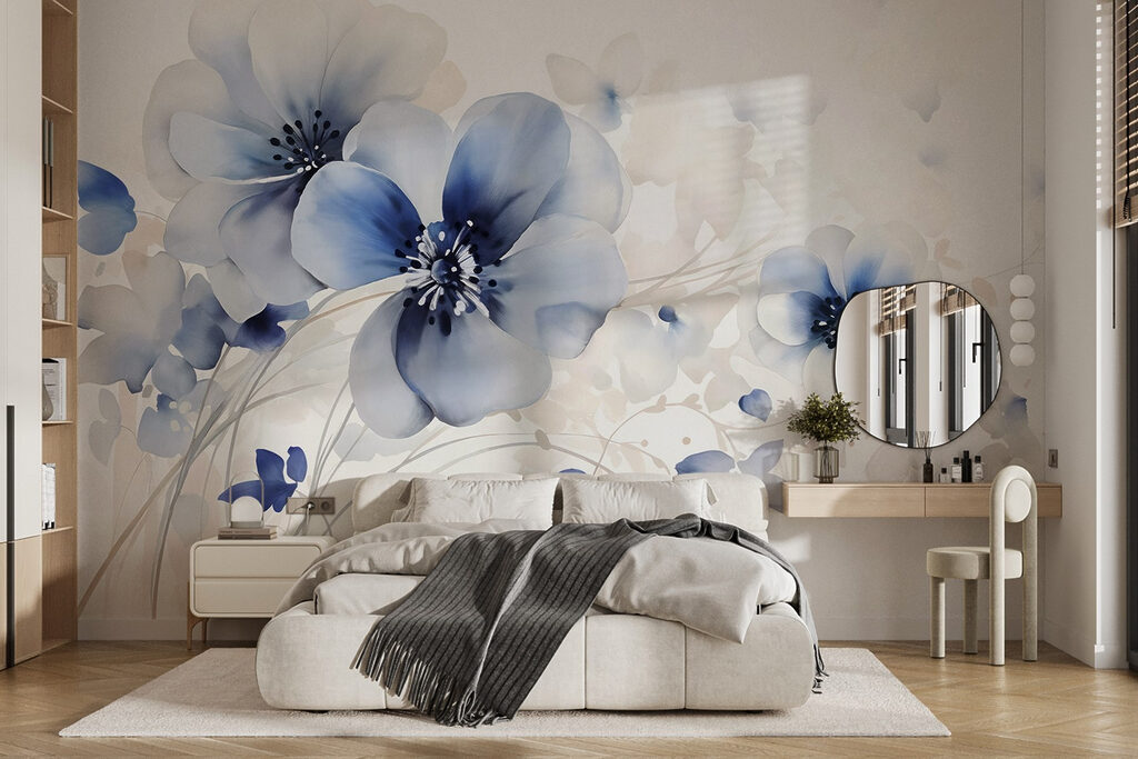 Blue flowers on stems — interior 2