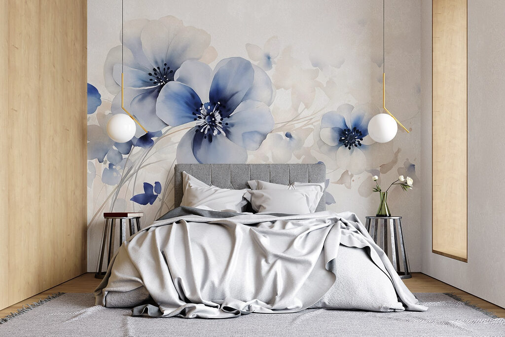 Blue flowers on stems — interior 3