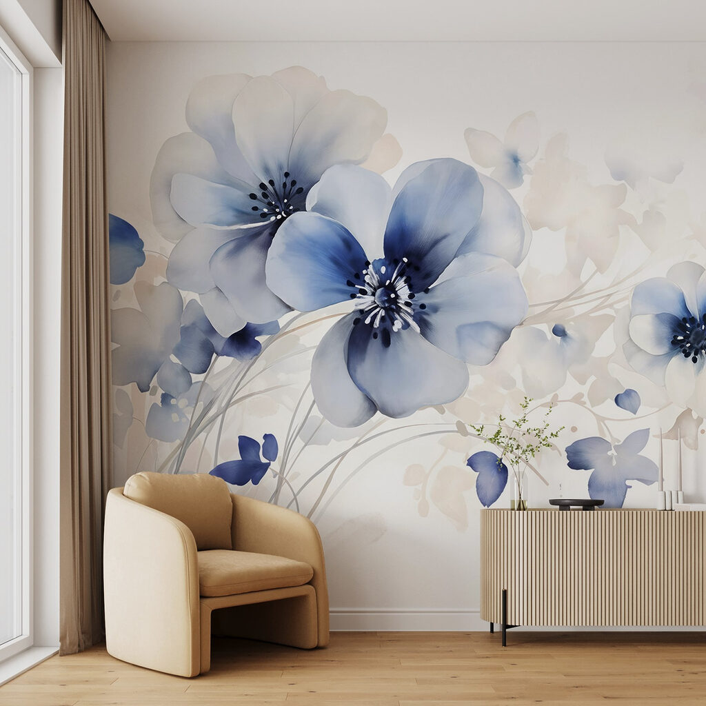 Blue flowers on stems — interior 4