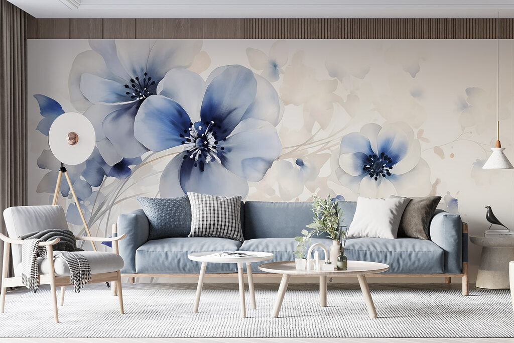 Blue flowers on stems — interior 5