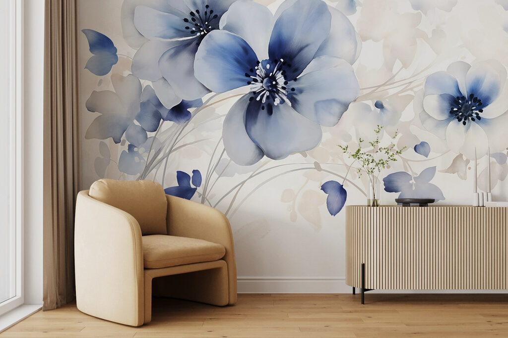 Blue flowers on stems — interior 6