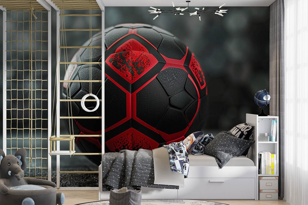 Black and red football — interior 1