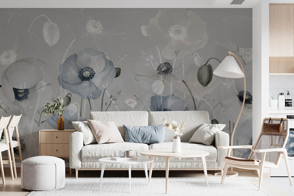 White flowers in mist — interior 1