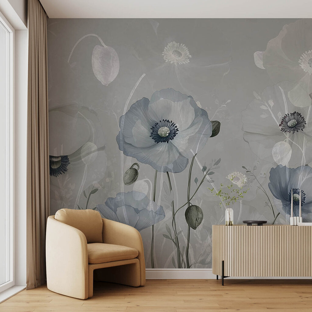 White flowers in mist — interior 3