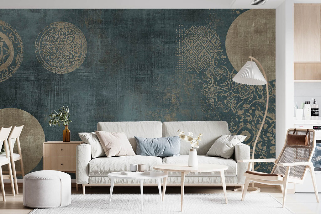 Gold rings on teal — interior 1