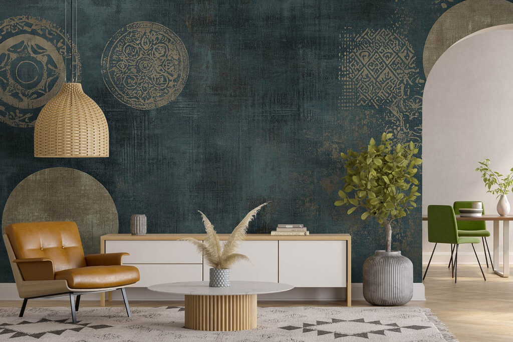 Gold rings on teal — interior 2
