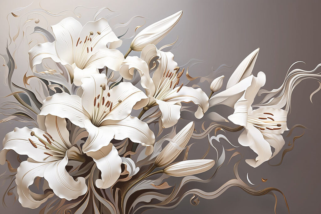 Lilies in Flowing Relief — full design