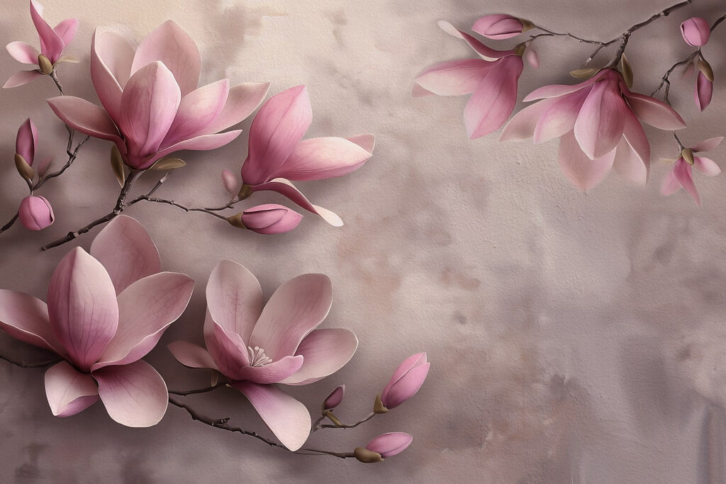 Pink magnolia branches — full design