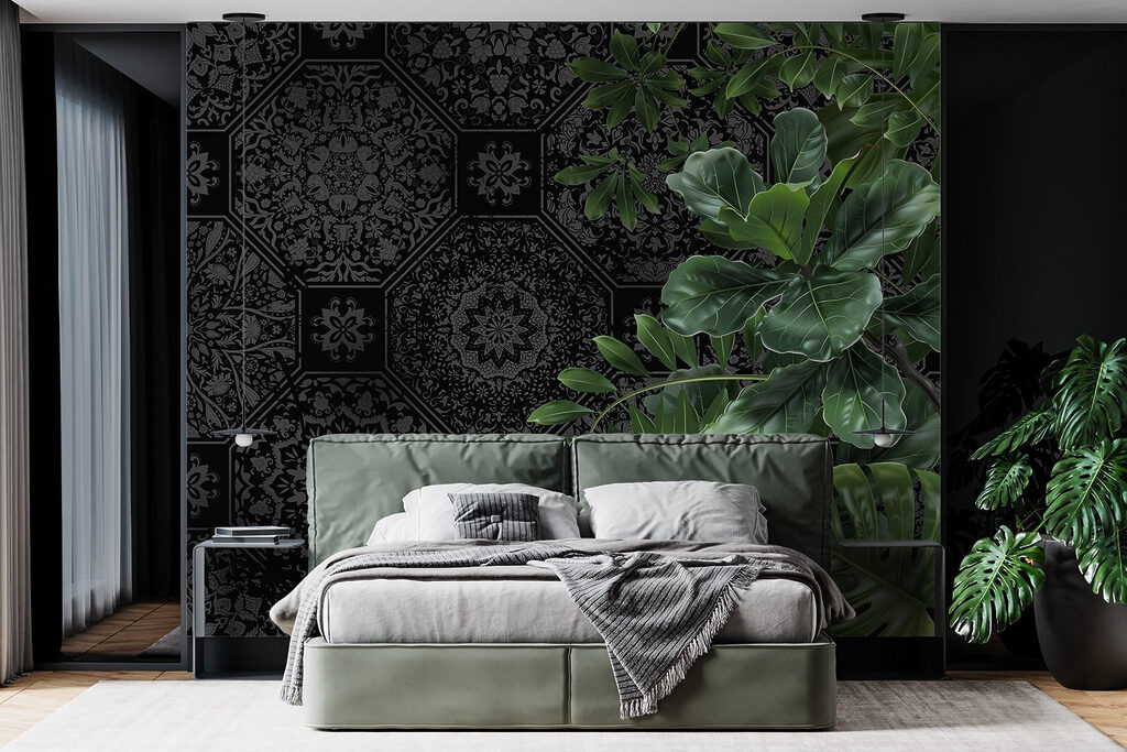 Green leaves, dark patterns — interior 3