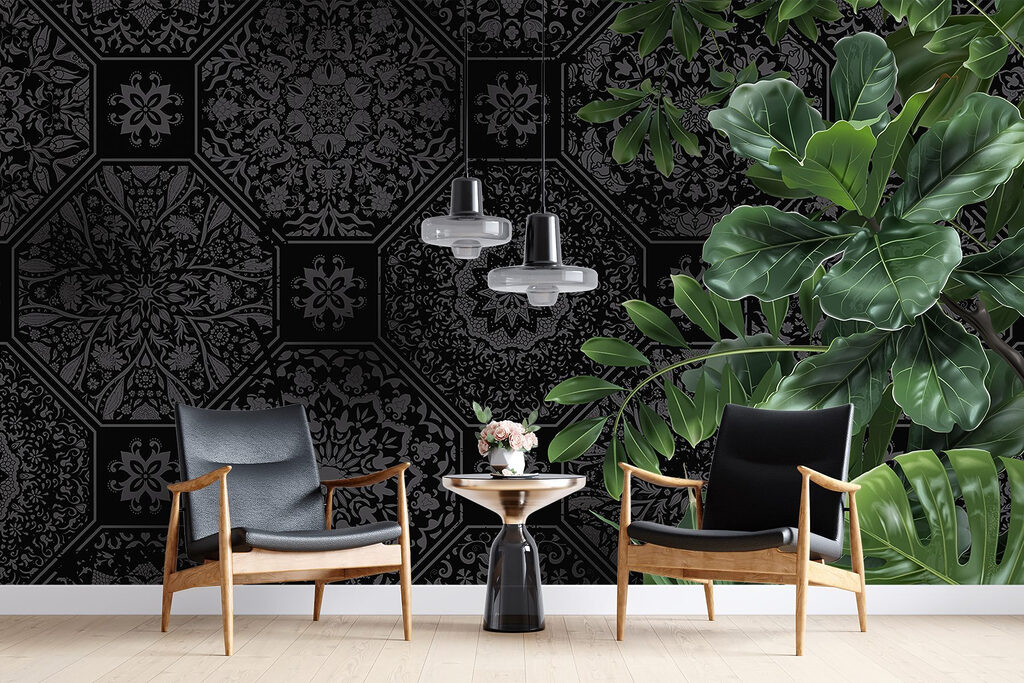 Green leaves, dark patterns — interior 4