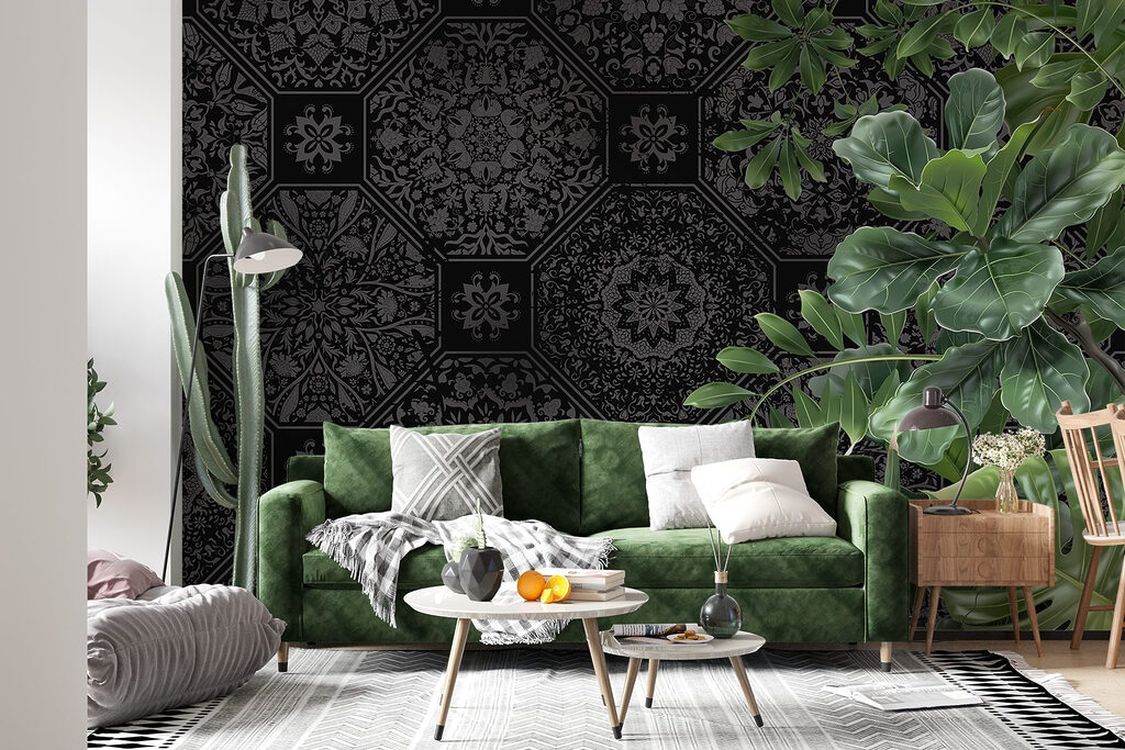 Green leaves, dark patterns — interior 5