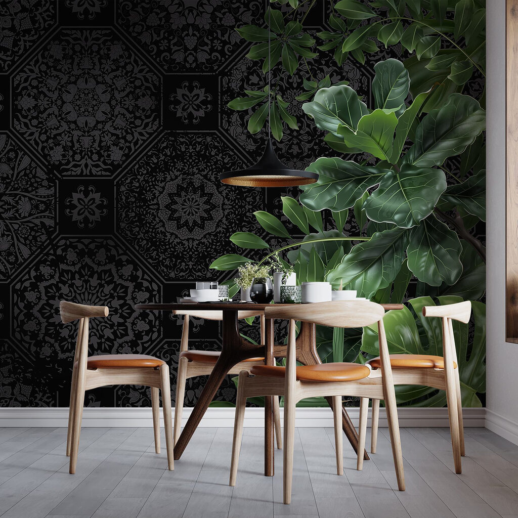 Green leaves, dark patterns — interior 6