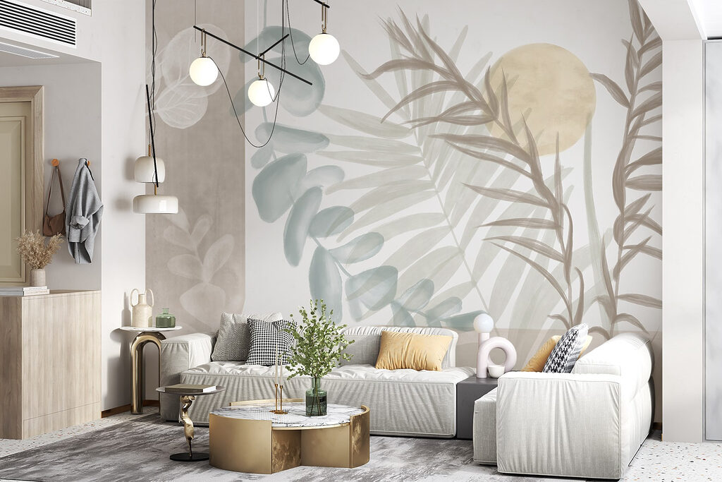 Leaves over soft shapes — interior 2