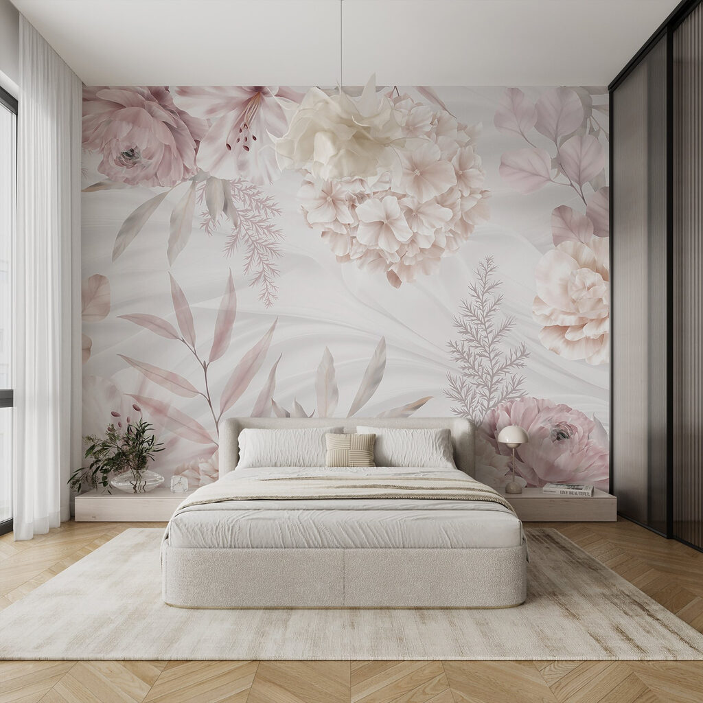 Pink flowers and fronds — interior 2