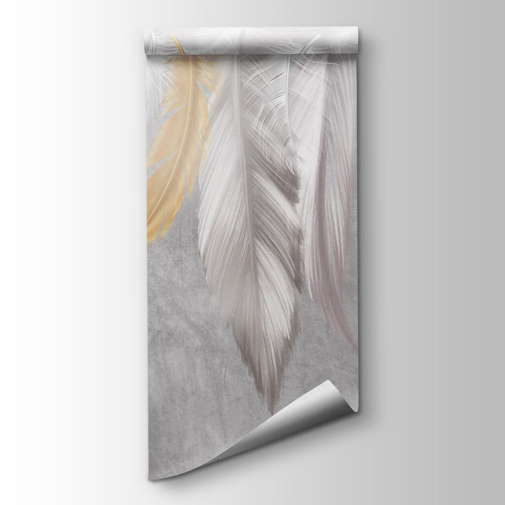 Gold feathers on white — product view