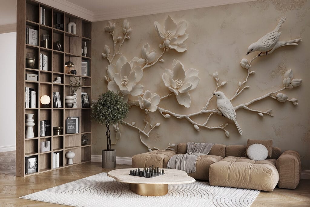 Birds on white blossom — interior 2