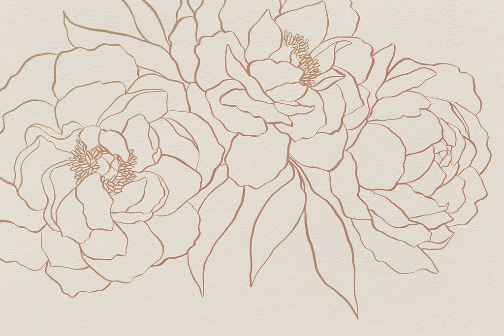 Peonies in One Line — full design
