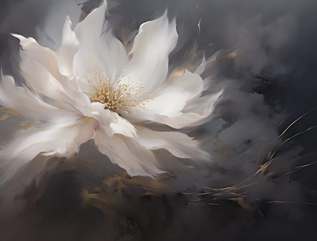 White flower at dusk — full design