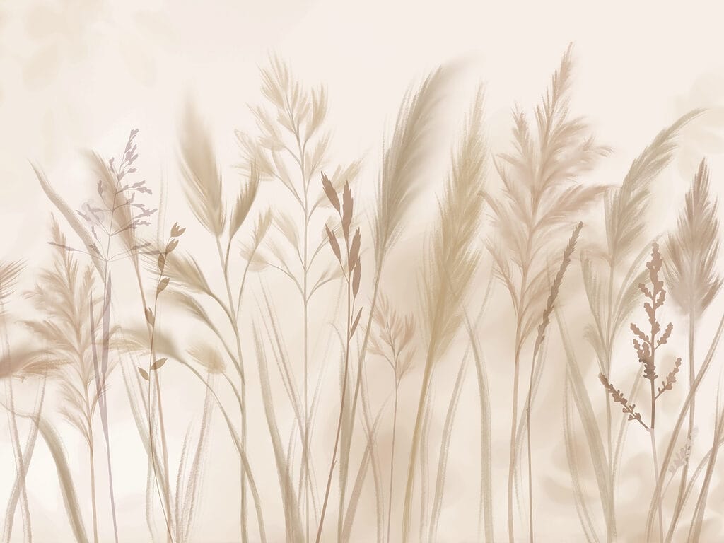 Golden grasses, pale pink — full design