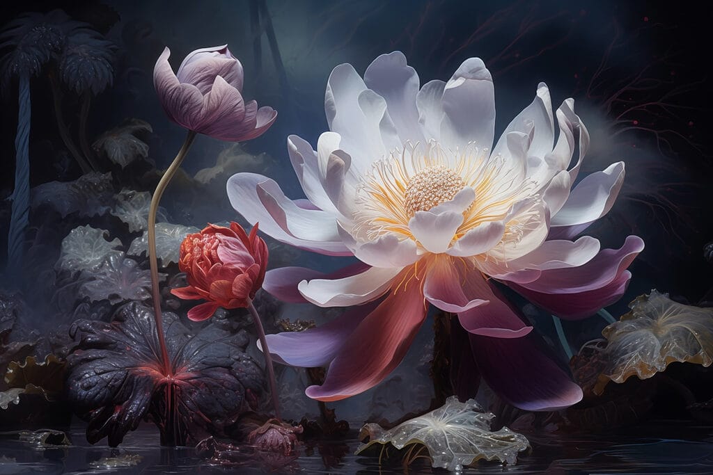 Glowing flower at night — full design