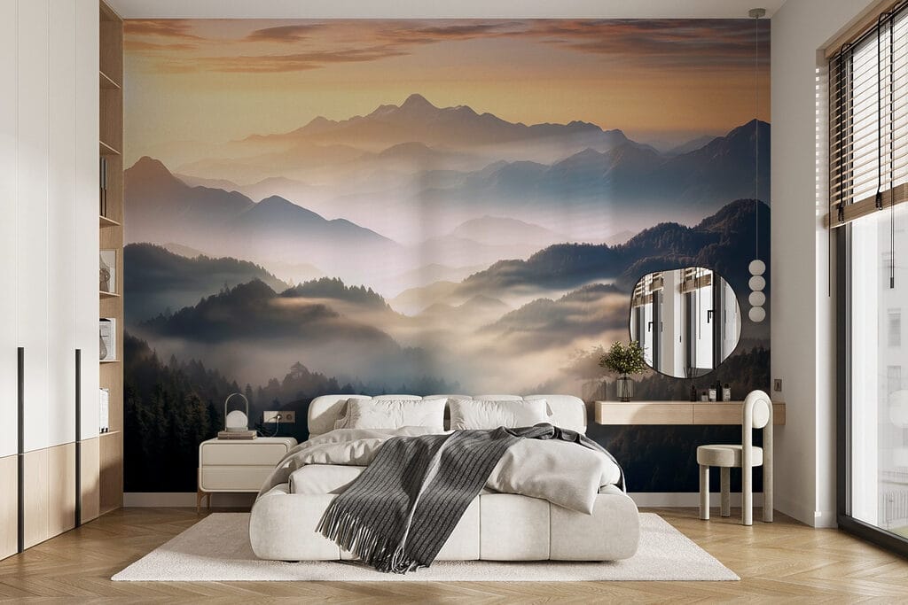 Sunlit mist over mountains — interior 2