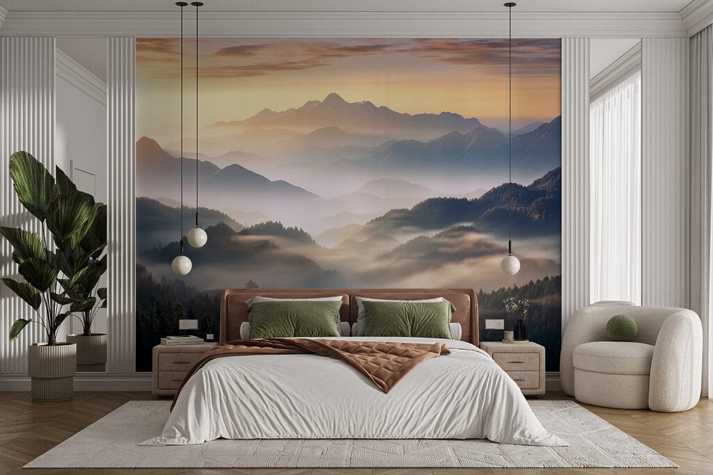 Sunlit mist over mountains — interior 4