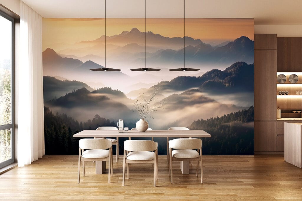 Sunlit mist over mountains — interior 5