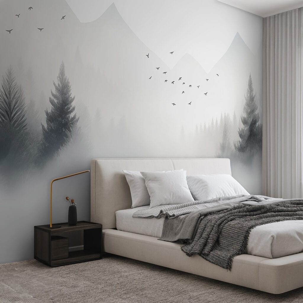Birds Above Mountain Pines in an interior