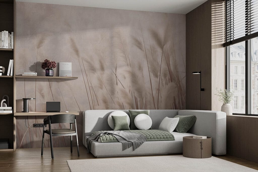 Soft taupe grass plumes — interior 1