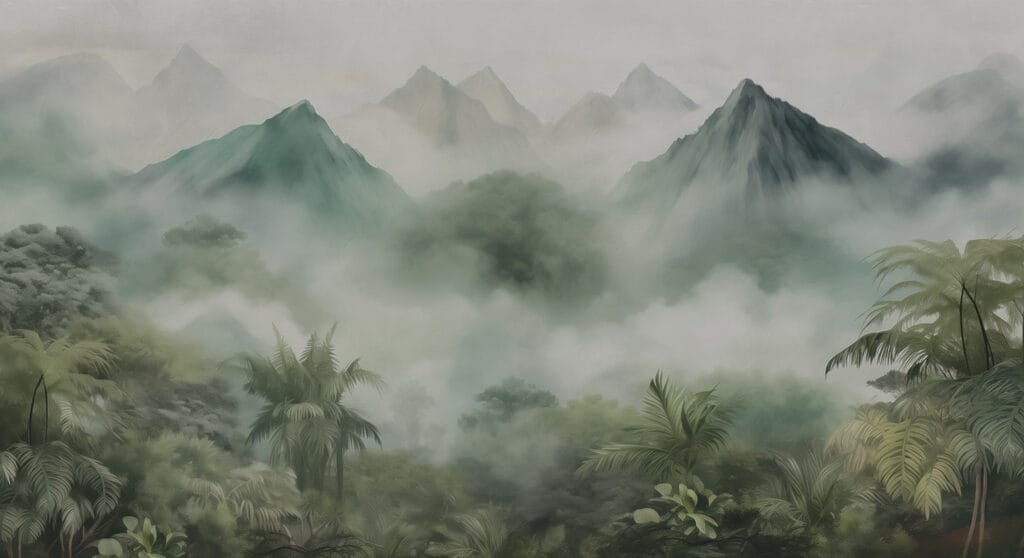 Misty tropical mountains — full design