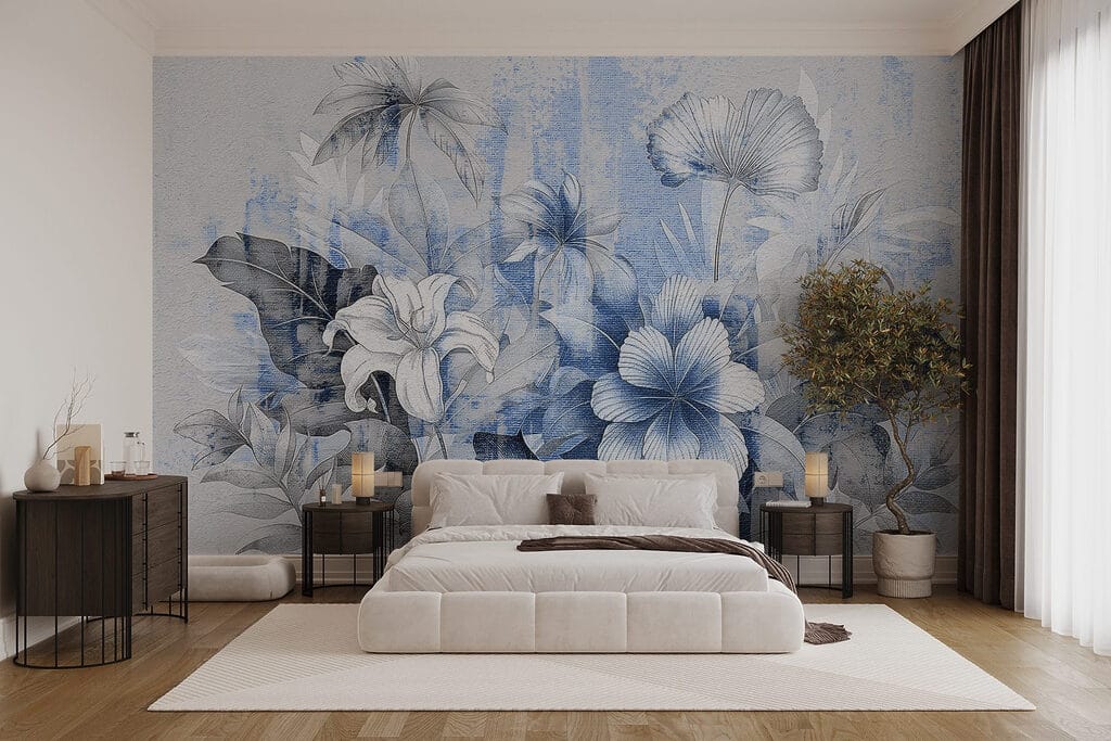 Garden Flowers in Ink in an interior