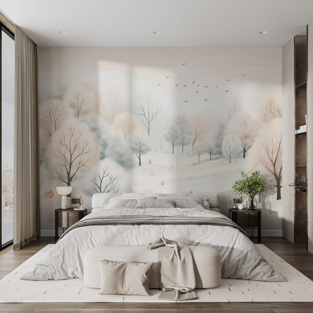 Winter hills with birds — interior 1
