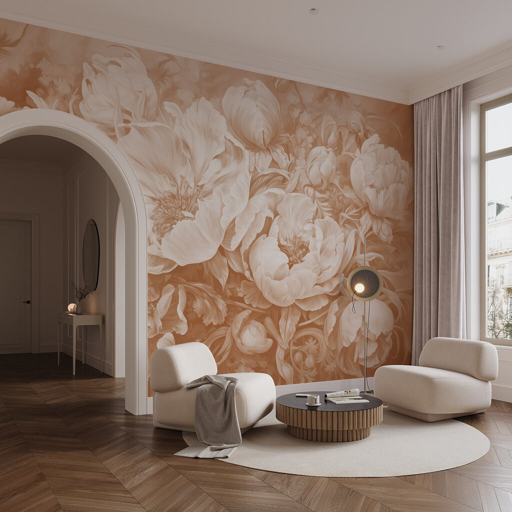 Peony Bouquet in Sepia in an interior