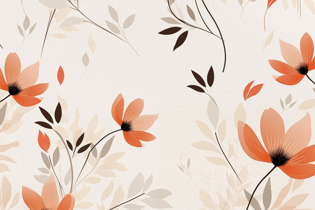 Orange flowers on branches — full design