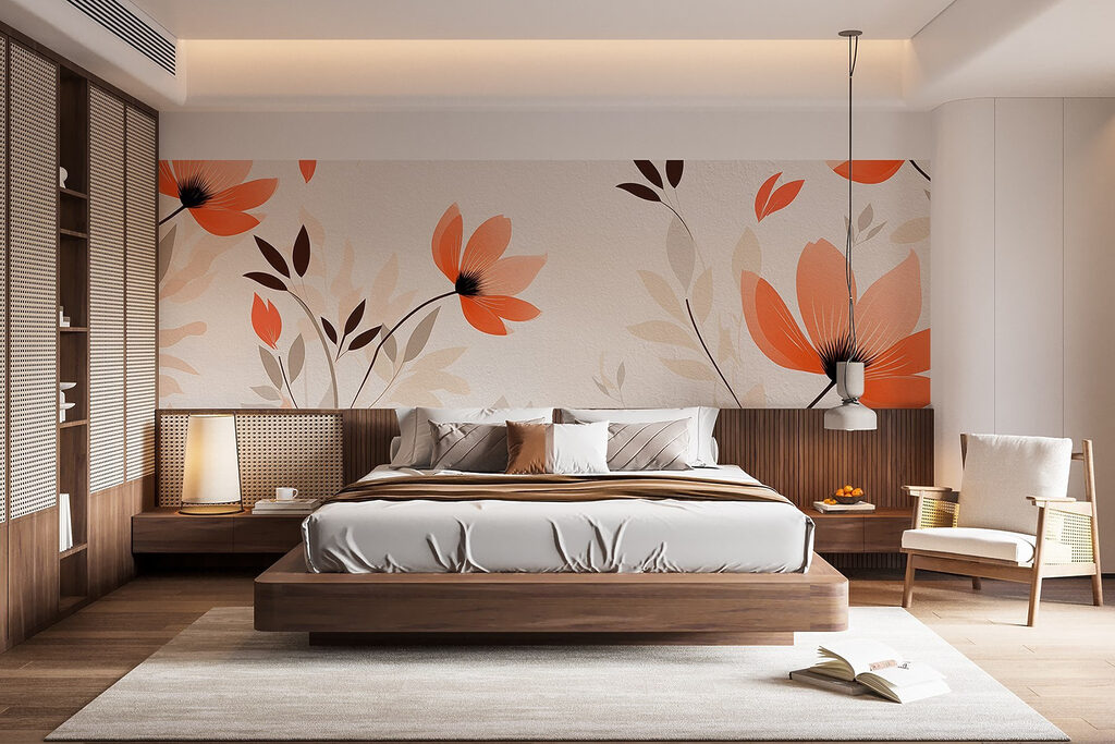 Orange flowers on branches — interior 1