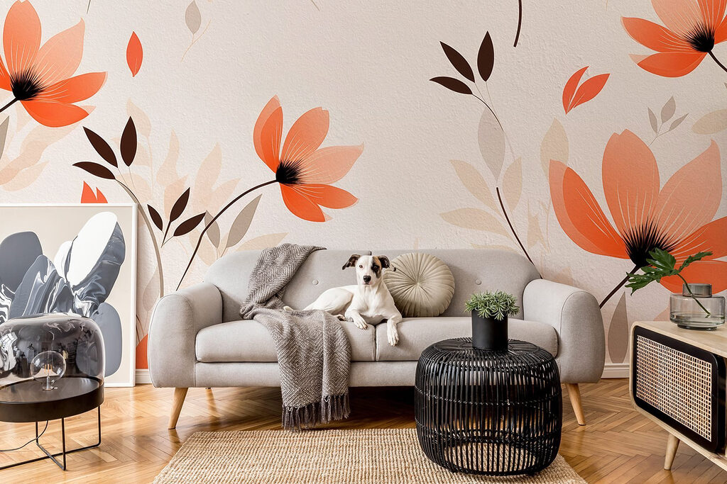Orange flowers on branches — interior 4