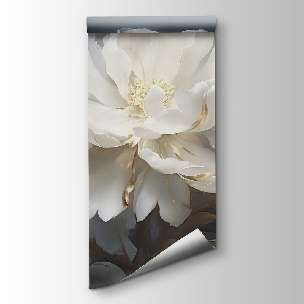 White peony on grey — product view