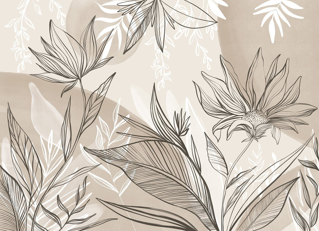 Meadow Leaves in Linework — full design