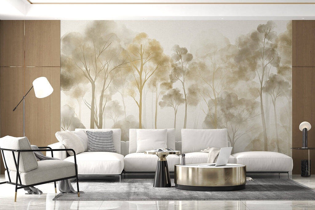 Golden trees in mist — interior 2