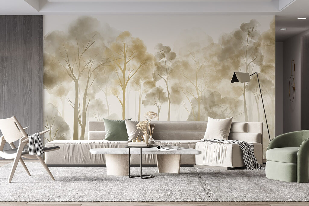 Golden trees in mist — interior 3