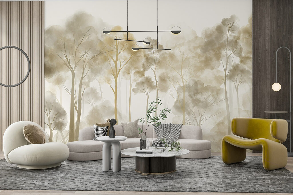 Golden trees in mist — interior 4