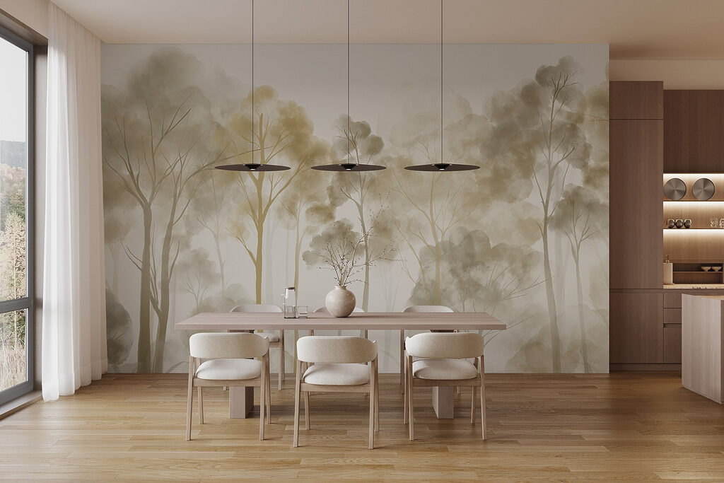 Golden trees in mist — interior 6
