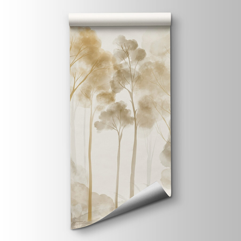 Golden trees in mist — product view