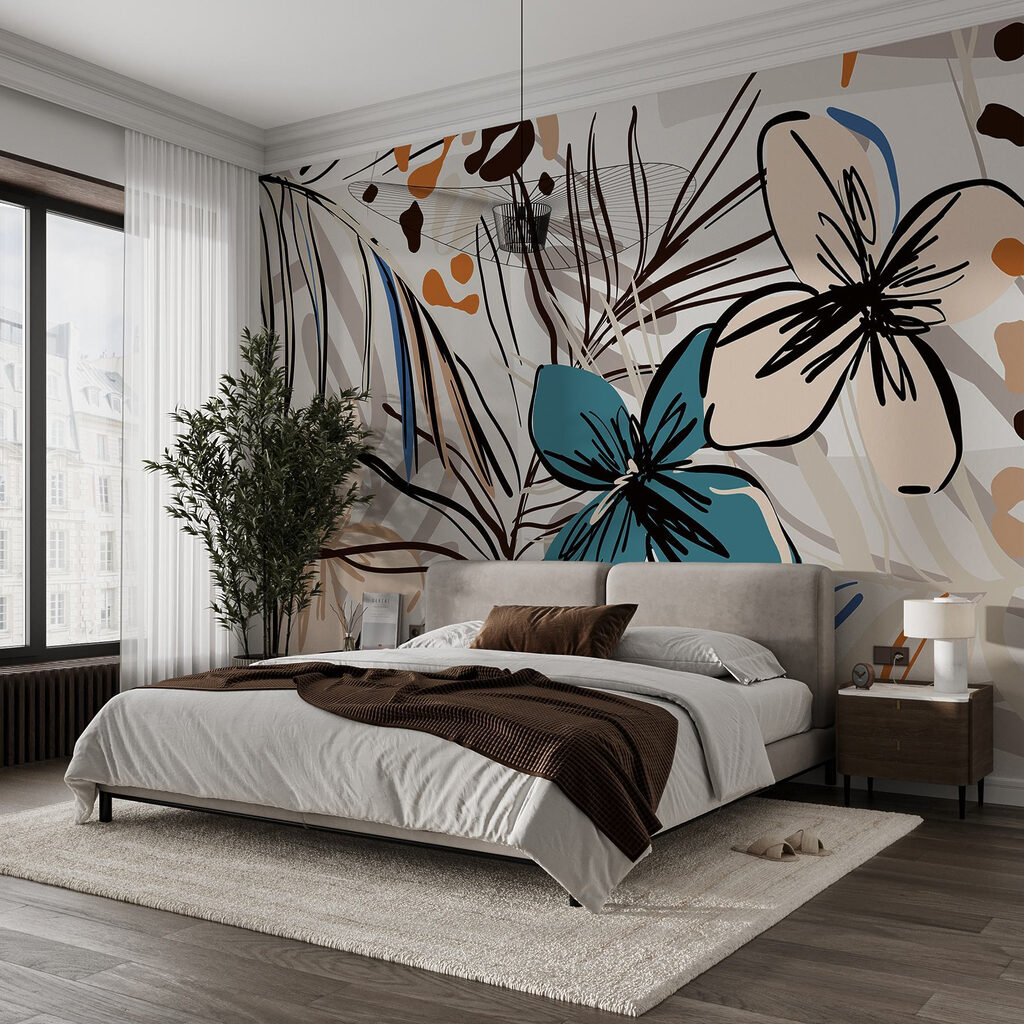Floral Sketch Collage in an interior