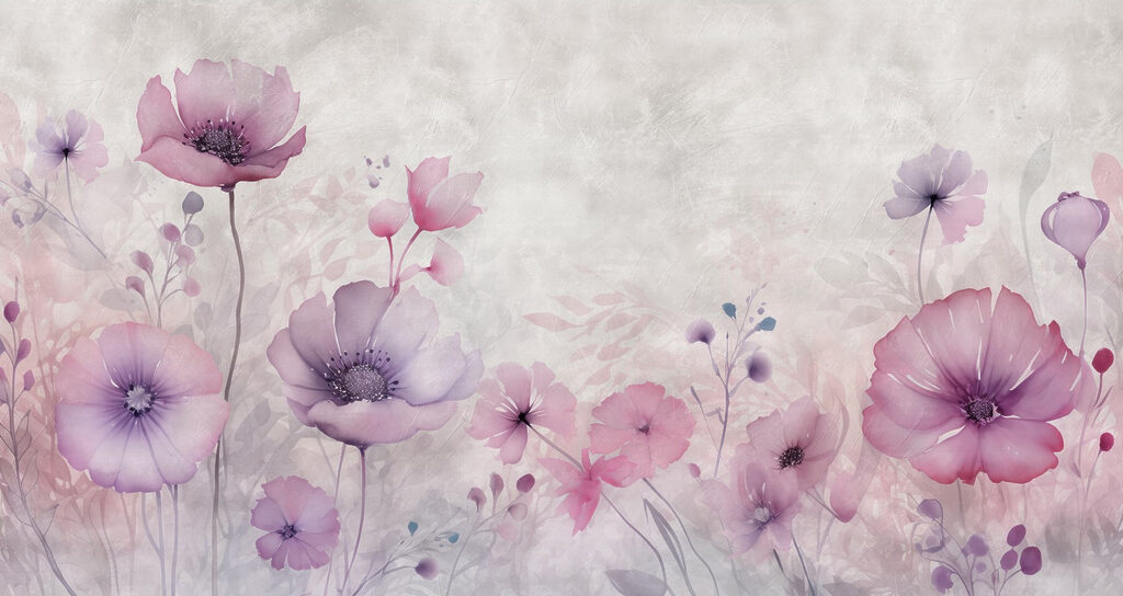 Wildflowers in soft mist — full design