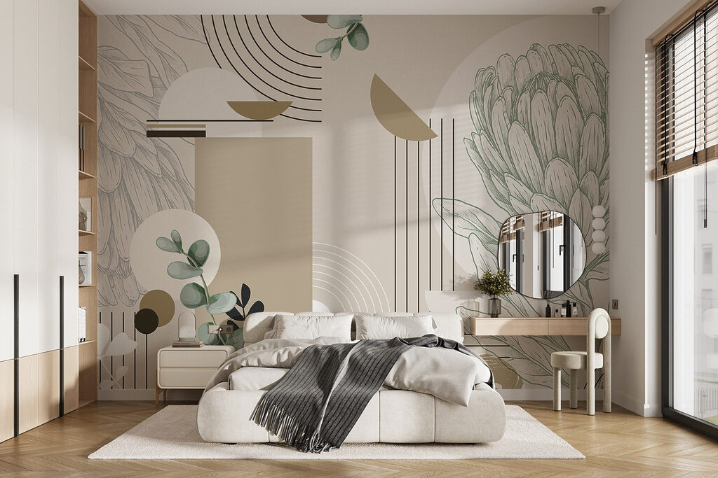 Line-drawn protea — interior 1