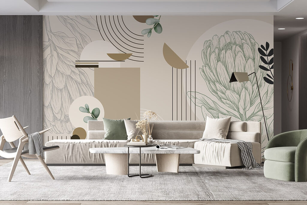 Line-drawn protea — interior 3