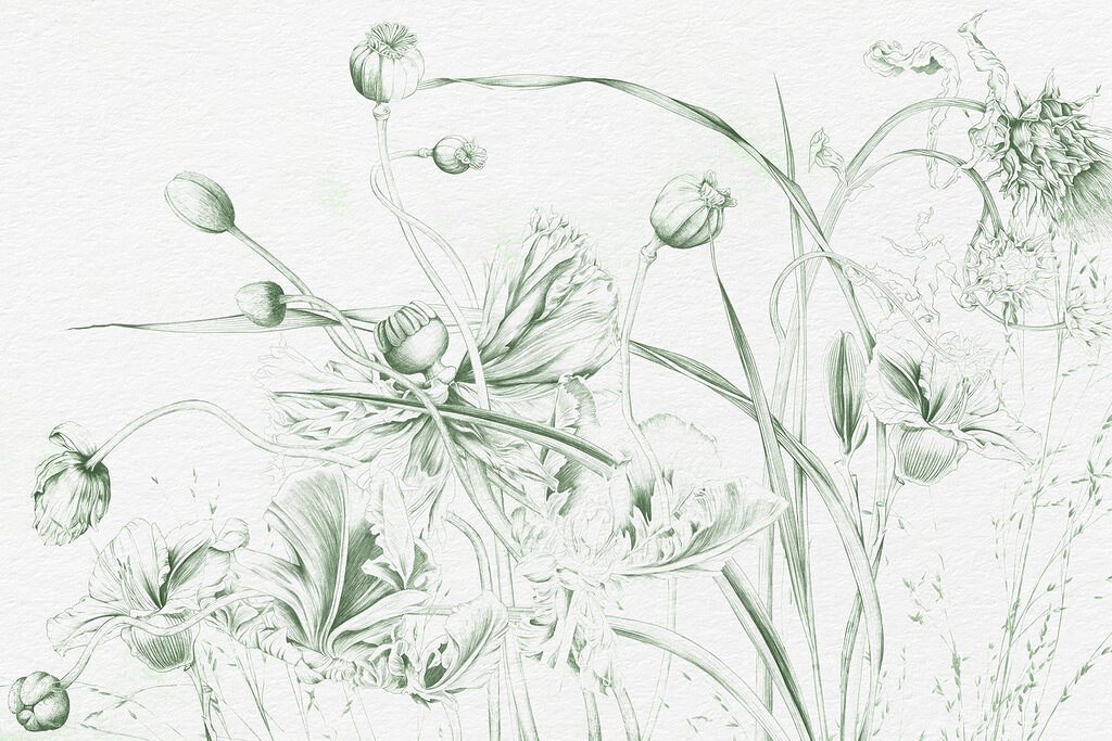 Wildflowers in thin lines — full design