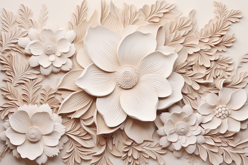 Pink blooms, fine sprigs — full design