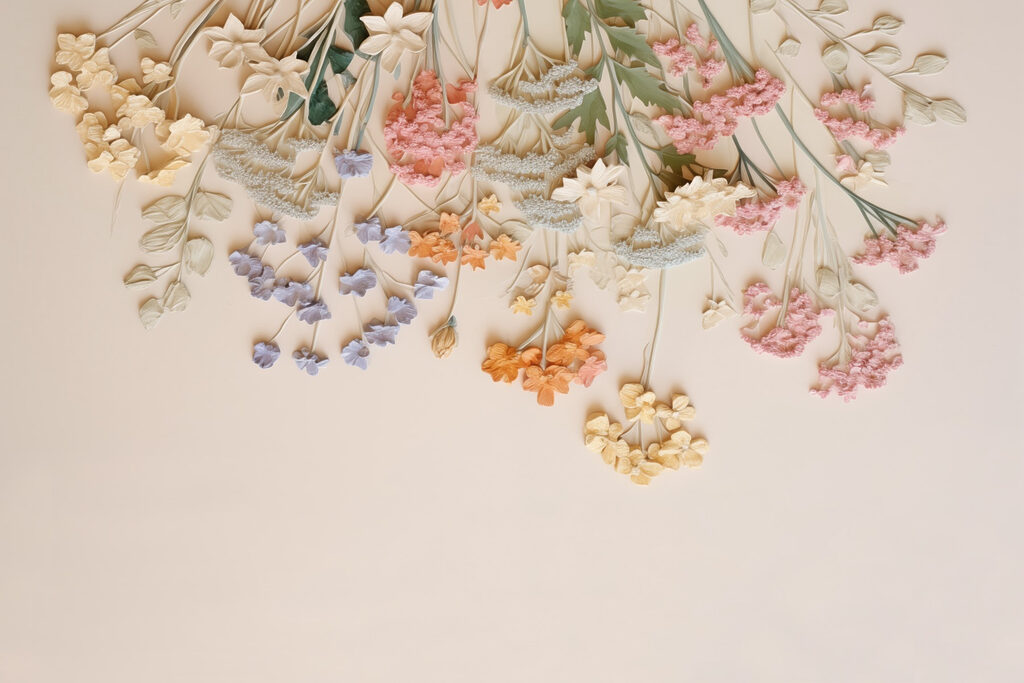 Colourful hanging flowers — full design